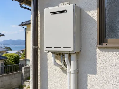 外壁に移設したガス給湯器